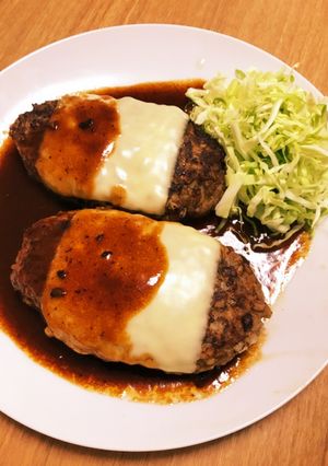 腸活れんこんハンバーグチーズ乗せ-レシピのメイン写真