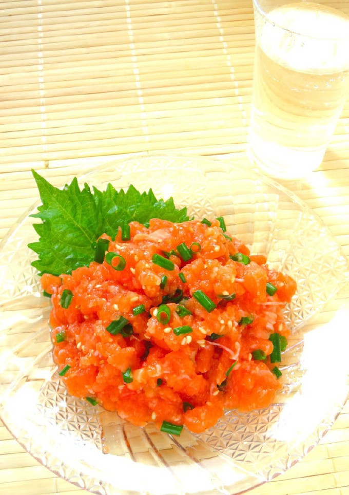 ☺簡単おつまみ♪サーモンの塩なめろう☺-レシピのメイン写真