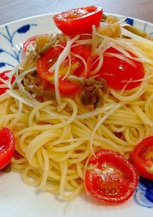 トマトとねぎと搾菜の中華風パスタ-レシピのメイン写真