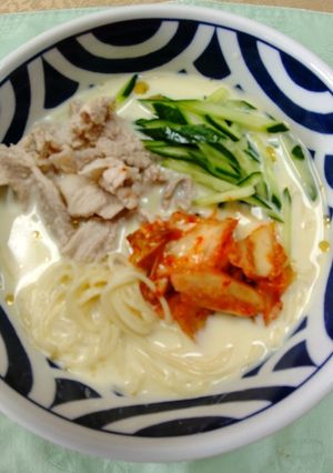 豚肉・キムチ入り100%豆乳素麺-レシピのメイン写真
