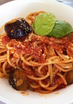 トマト缶で◎なすツナのトマトソースパスタ-レシピのメイン写真