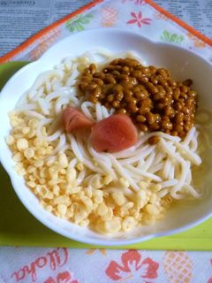 醤油うどん風冷やしうどん5~納豆載せ-レシピのメイン写真