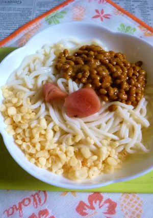 醤油うどん風冷やしうどん５～納豆載せ-レシピのメイン写真