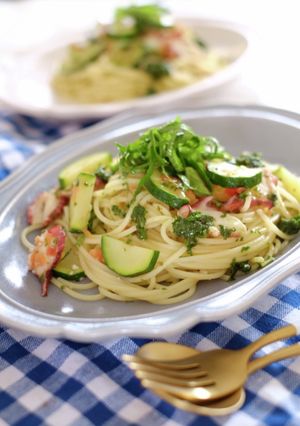 大葉たっぷりタコとズッキーニのパスタ-レシピのメイン写真