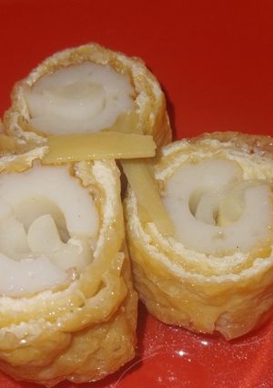 長ネギ☆ちくわ☆油揚げで巻き巻き煮☆-レシピのメイン写真