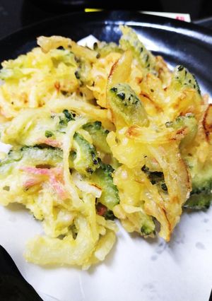 ゴーヤと玉ねぎ紅生姜かき揚げ-レシピのメイン写真
