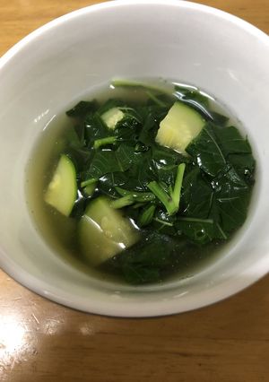 ズッキーニとモロヘイヤの冷たいスープ-レシピのメイン写真