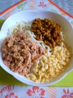 醤油うどん風冷やしうどん6~納豆&ツナ-レシピのメイン写真