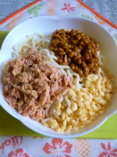 醤油うどん風冷やしうどん6~納豆&ツナ-レシピのメイン写真