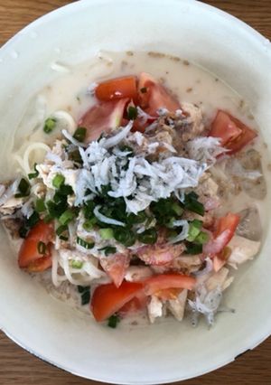トマトとささみと梅干しの豆乳そうめん-レシピのメイン写真