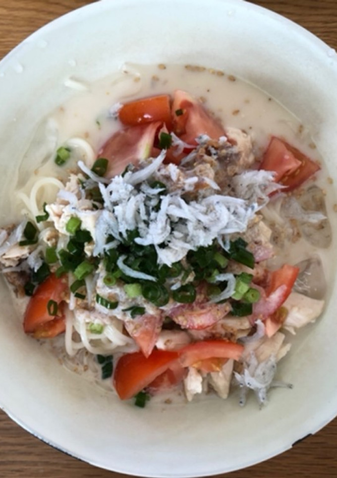 トマトとささみと梅干しの豆乳そうめん-レシピのメイン写真