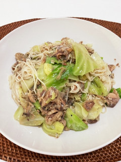 サバ缶とキャベツのペペロンチーノパスタ-レシピのメイン写真