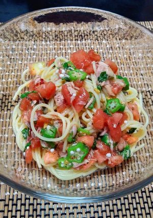 トマトとオクラとツナの冷製パスタ-レシピのメイン写真