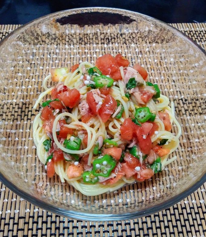 トマトとオクラとツナの冷製パスタ-レシピのメイン写真