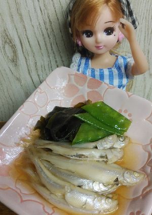 リカちゃん♡わかさぎと若布と絹さや煮付け-レシピのメイン写真