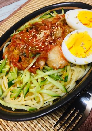 韓国冷麺風パスタ-レシピのメイン写真