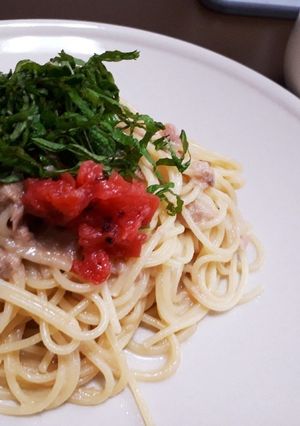 大葉とツナの☆和風パスタ 梅肉添え-レシピのメイン写真