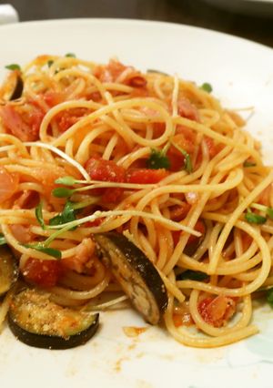 ナスとベーコンのパスタアラビアータ-レシピのメイン写真