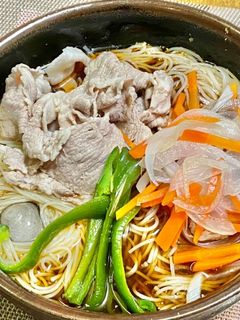 喉越し+スタミナ・冷しゃぶ素麺-レシピのメイン写真