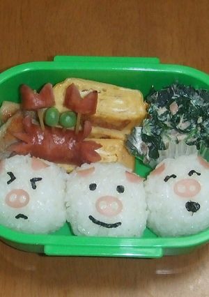 キャラ弁　三匹のこぶた-レシピのメイン写真