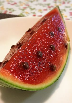 丸ごと（半玉）スイカゼリー-レシピのメイン写真