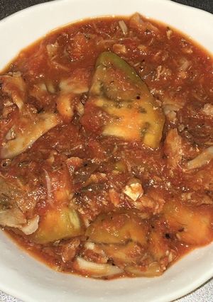 鯖と狩留家茄子と舞茸のトマト煮-レシピのメイン写真