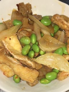 豚バラ肉と油揚げと玉ねぎのXO醤炒め-レシピのメイン写真