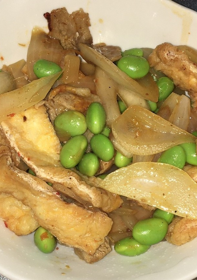 豚バラ肉と油揚げと玉ねぎのXO醤炒め-レシピのメイン写真