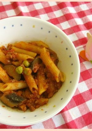 たべまる給食【なすとペンネのトマト煮】-レシピのメイン写真