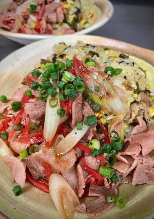 賄い！豚バラの紅生姜焼き高菜チャーハン-レシピのメイン写真