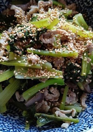 小松菜と豚肉の煮びたし-レシピのメイン写真