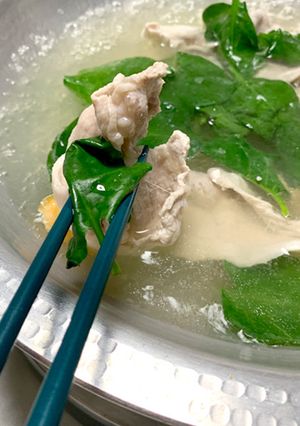 庭で収穫 おかわかめの豚しゃぶ鍋-レシピのメイン写真