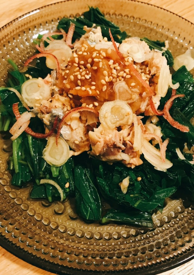 夏のレシピ☆鯖缶とモロヘイヤの梅肉和え-レシピのメイン写真