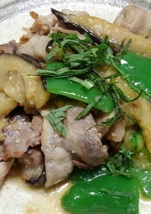 茄子と豚ばらピーマンの味噌炒め-レシピのメイン写真