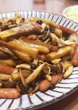 うなぎのタレでキノコと長芋の甘辛炒め-レシピのメイン写真
