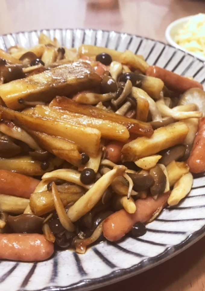 うなぎのタレでキノコと長芋の甘辛炒め-レシピのメイン写真