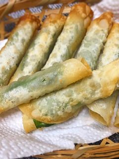簡単!大葉とチーズの餃子の皮巻き揚げ♪-レシピのメイン写真