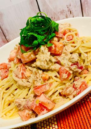 魚の栄養たっぷり！トマトとサバマヨパスタ-レシピのメイン写真