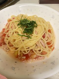 ツナトマトと大葉の冷製パスタ-レシピのメイン写真