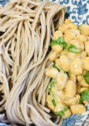 十割蕎麦のモロヘイヤ納豆のせ-レシピのメイン写真