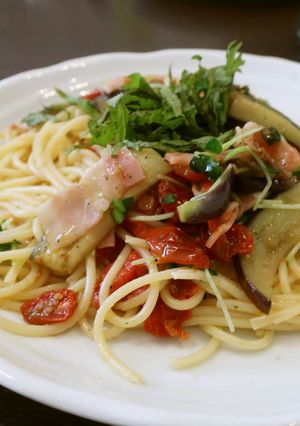 トマトと茄子とベーコンのパスタ-レシピのメイン写真