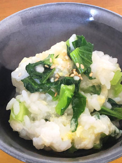 夏バテに!小松菜たまご雑炊(激ウマ)-レシピのメイン写真
