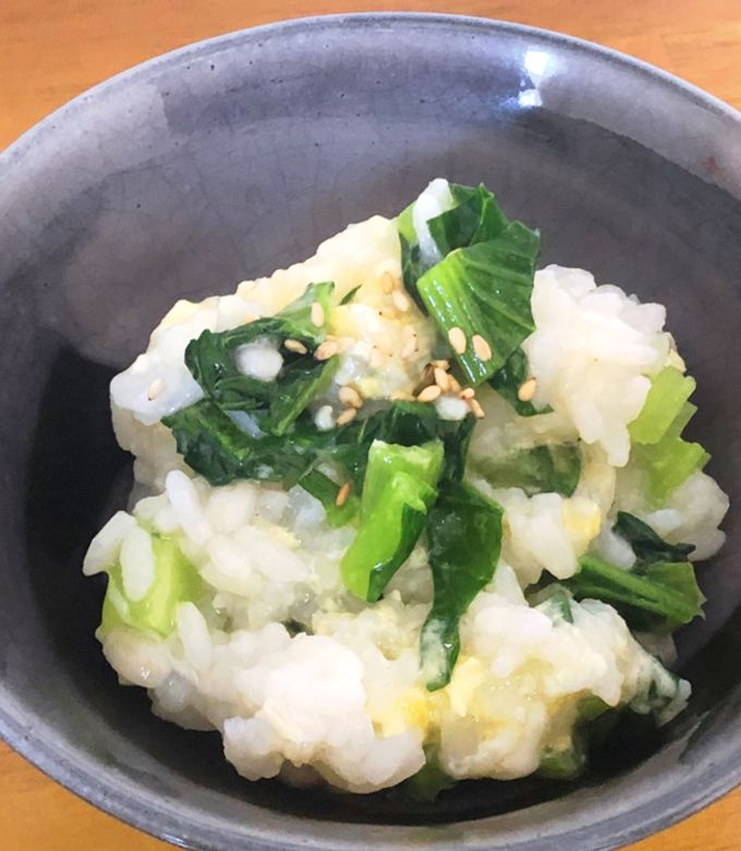 夏バテに！小松菜たまご雑炊(激ウマ)-レシピのメイン写真