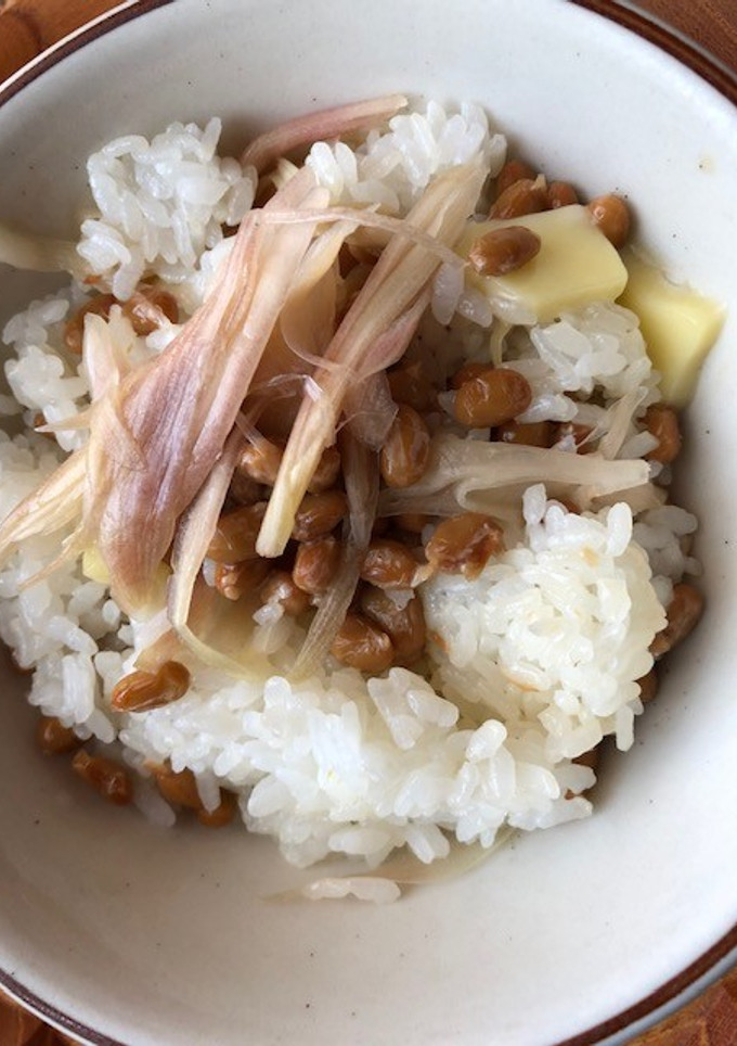 納豆とミョウガの酢漬けのご飯-レシピのメイン写真