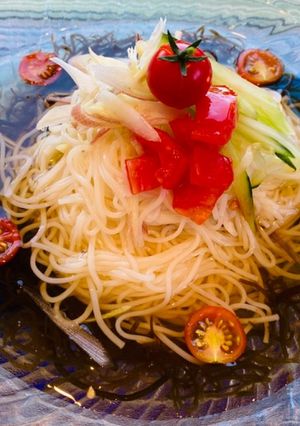 簡単さっぱりモズクぶっかけ素麺-レシピのメイン写真