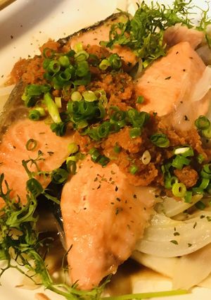 鮭切り身＆玉ネギのいっしょ焼き-レシピのメイン写真