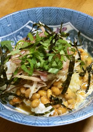 納豆ごはん(薬味・麺つゆ・ラー油・酢)-レシピのメイン写真