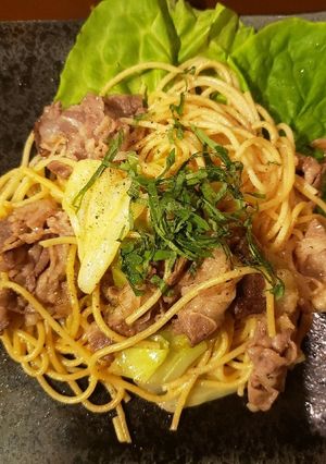 大葉と牛肉と野菜の和風柚子胡椒醤油パスタ-レシピのメイン写真