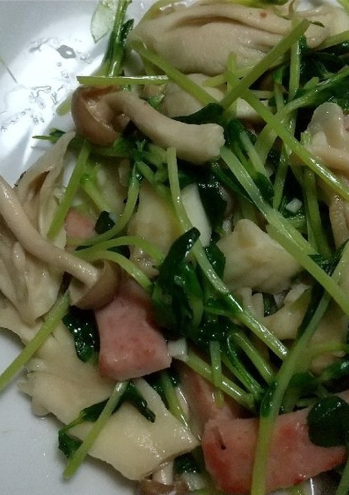 豆苗とキノコの中華炒め-レシピのメイン写真
