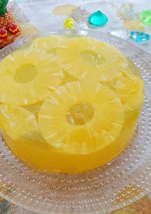 寒天deパイナップルプルゼリーケーキ-レシピのメイン写真